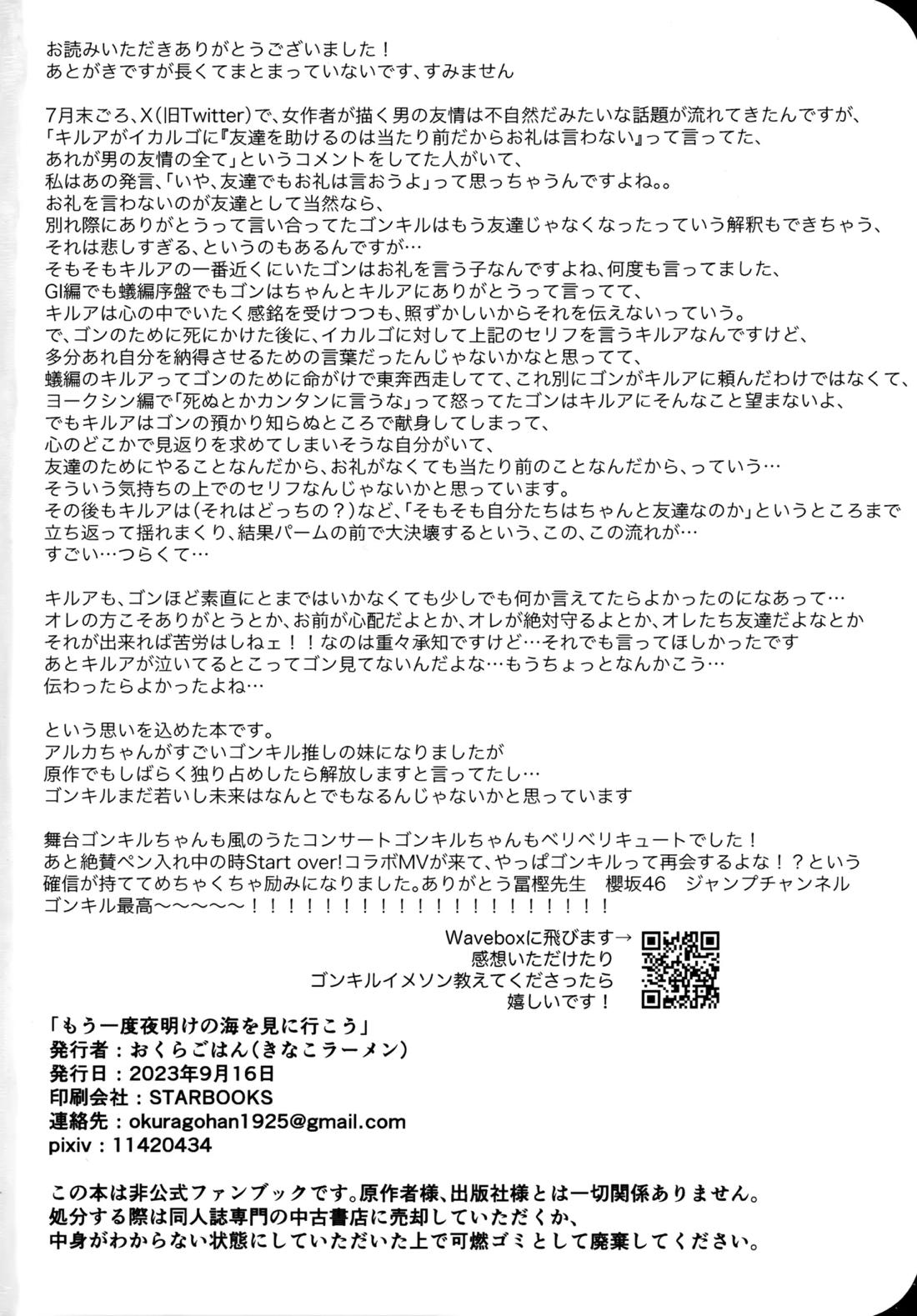 もう一度夜明けの海を見に行こう【HUNTER×HUNTER/ゴンキル】 page 48